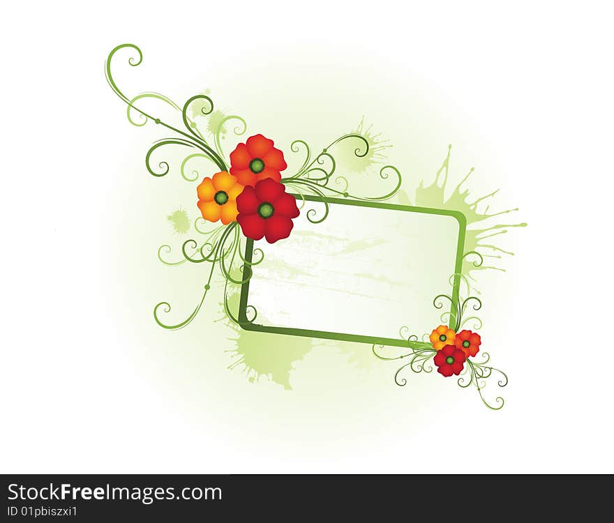 Summer floral frame with poppies