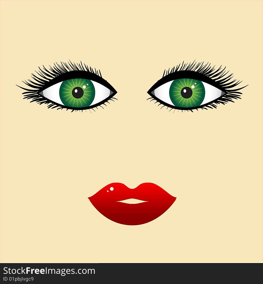 Woman face, close-up, vector illustration