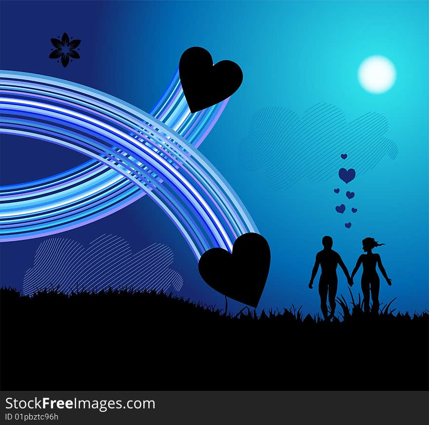 Romantic walk background, vector illustration