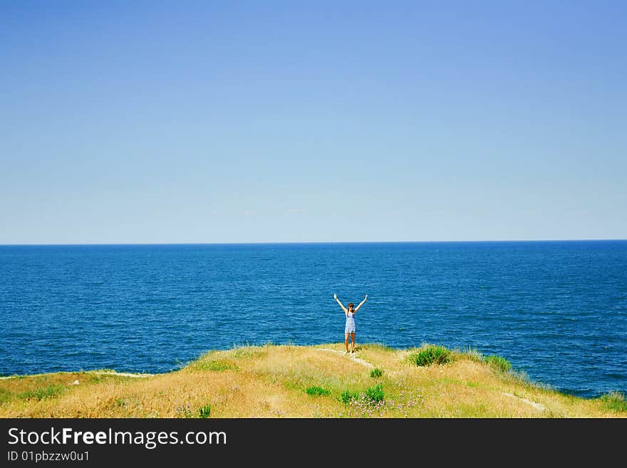 Girl against the sea