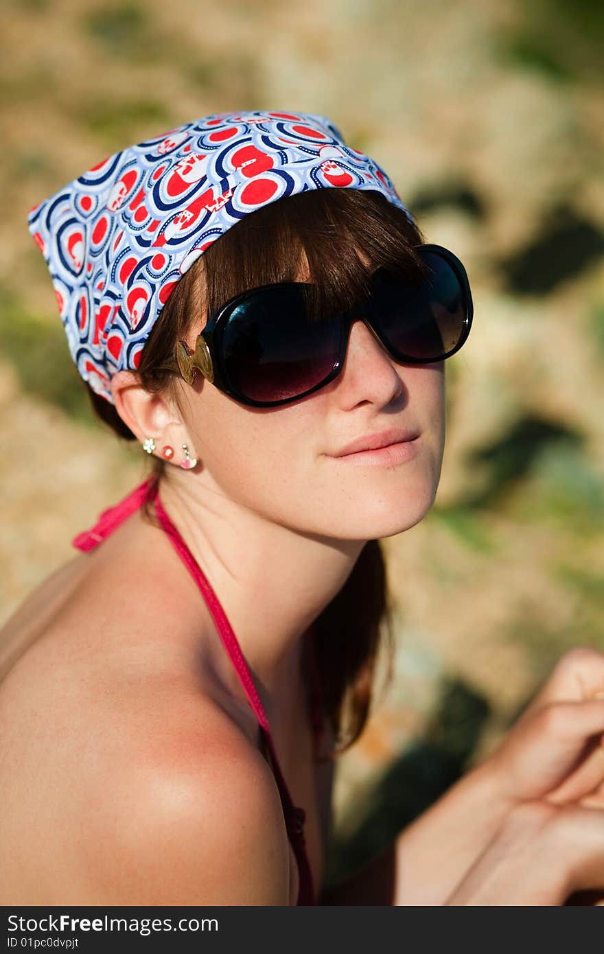 Young girl in big sun glasses