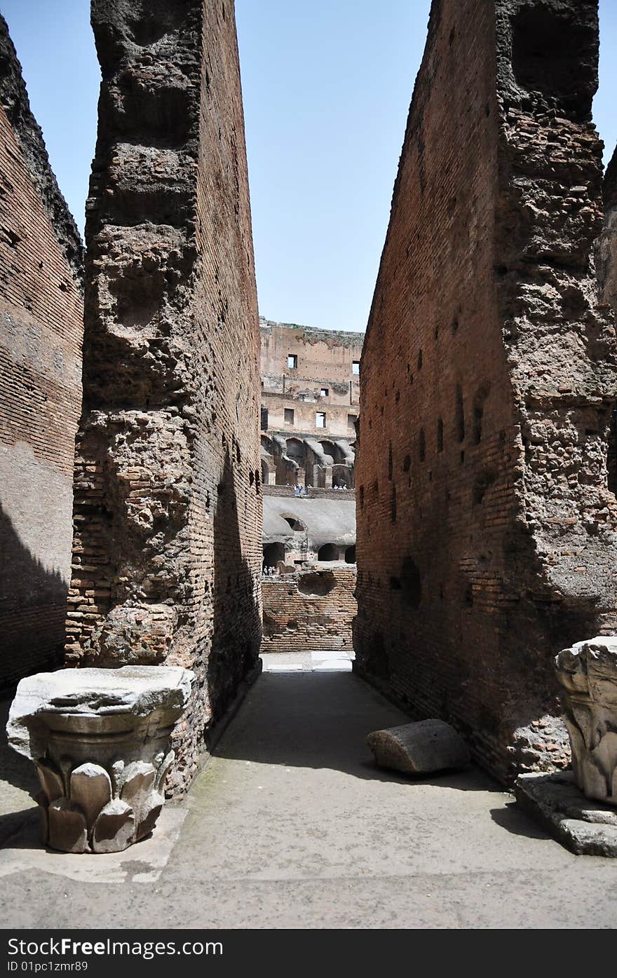 The walls in Colosseum, Rome, Italy