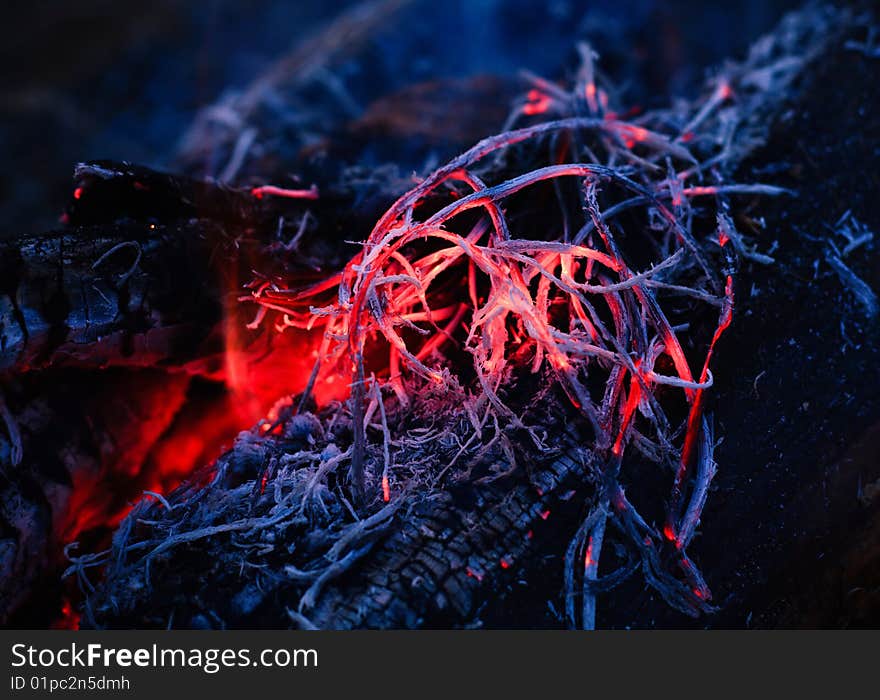 Red burning with flame wood coal. Red burning with flame wood coal