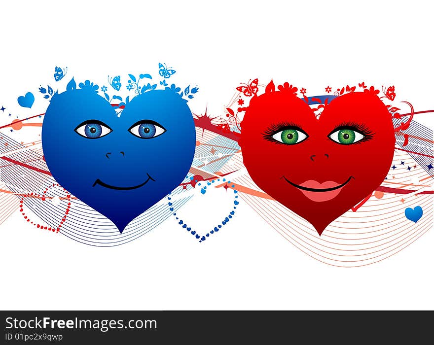 Valentine hearts, love, vector illustration