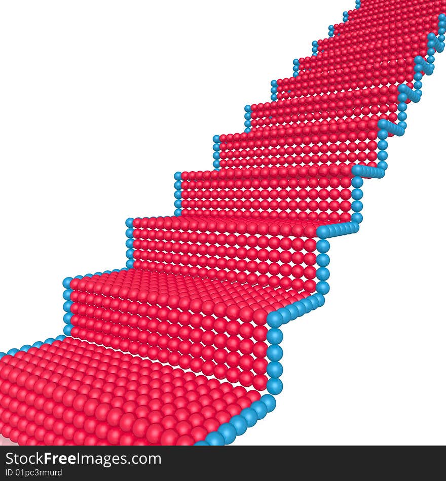 Red ladder from spheres with a blue side