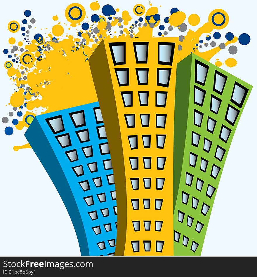 Abstract illustration with city, vector