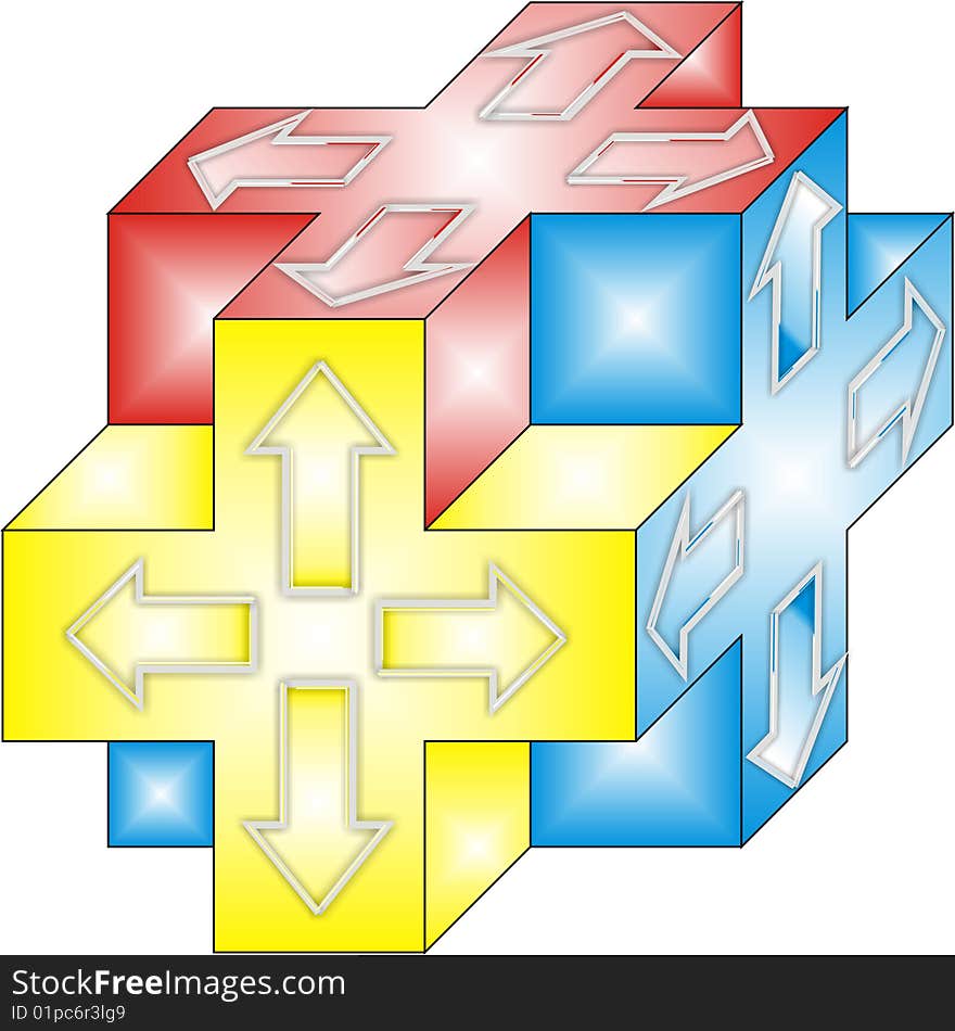 Volume cube with arrows on its sides