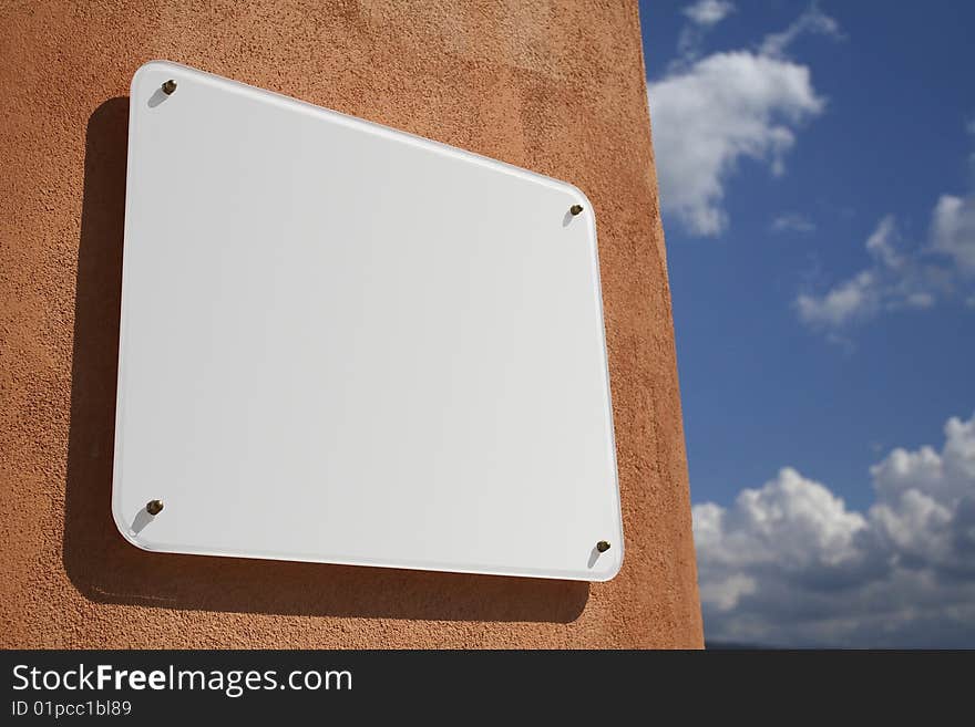 A blank tablet on the external wall. A blank tablet on the external wall