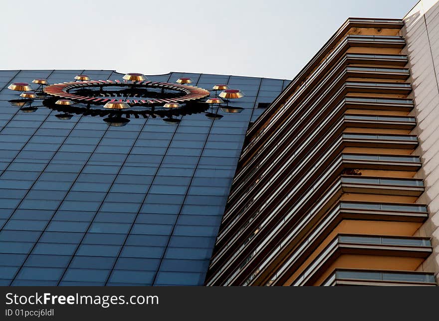 Large clock on modern building. Large clock on modern building