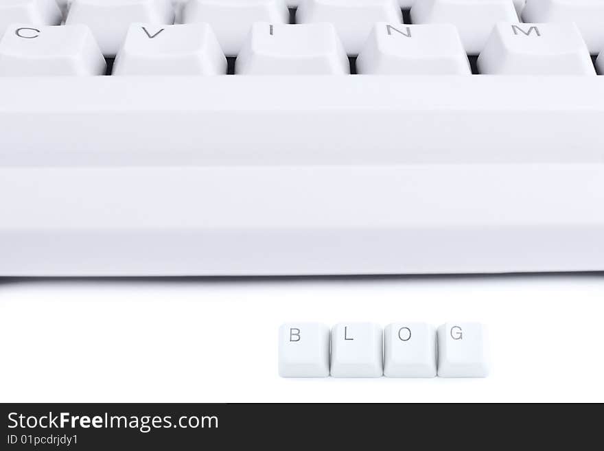 Microblog concept - keyboard keys isolated on white