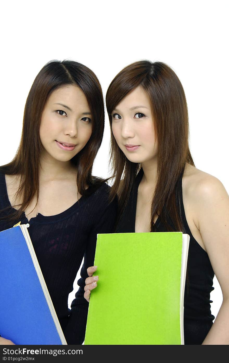 Asian young woman carrying notebook. Asian young woman carrying notebook