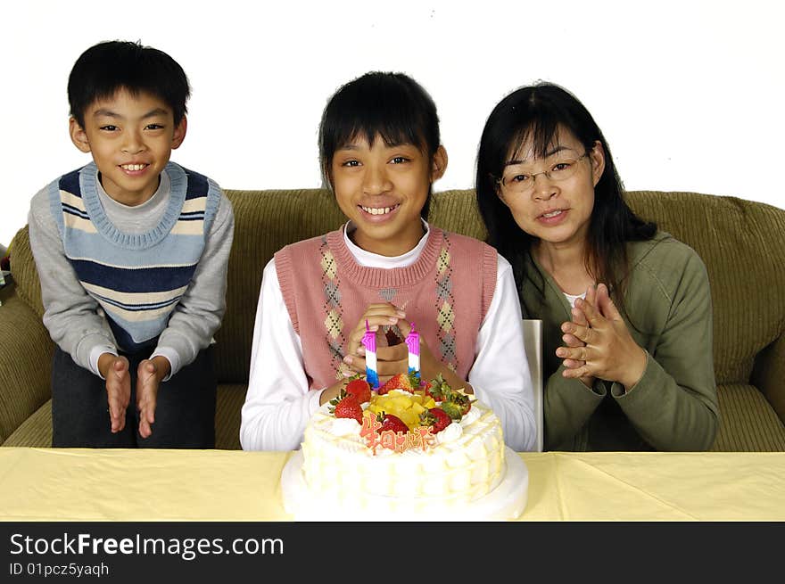 Happy family celebrating a birthday