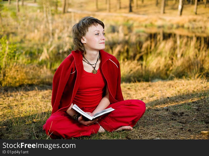 Woman relaxing in the forest