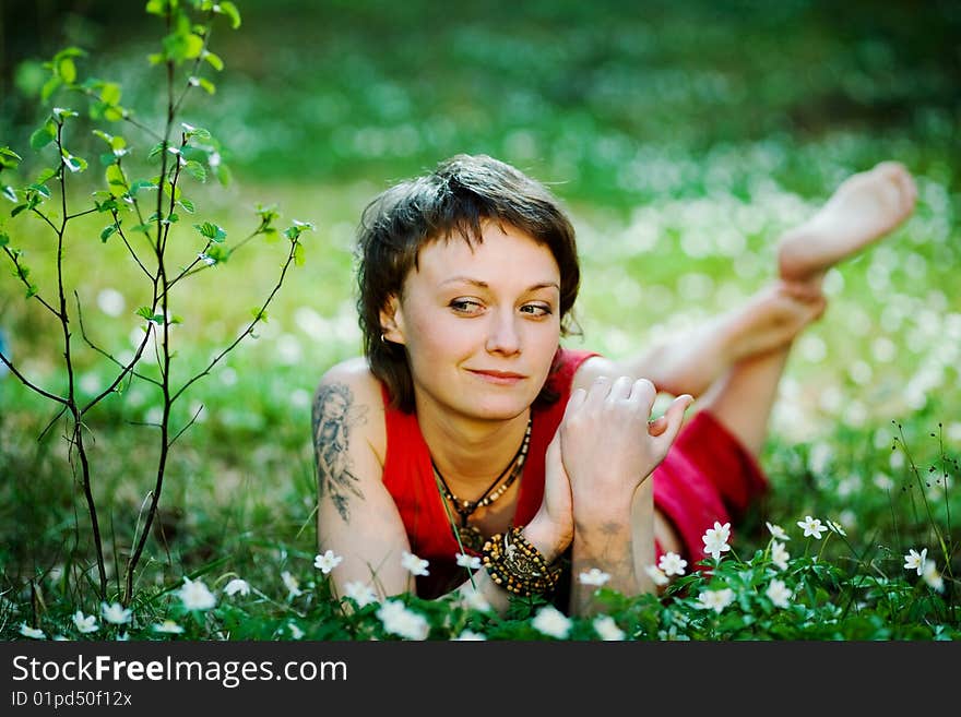 Resting on the grass