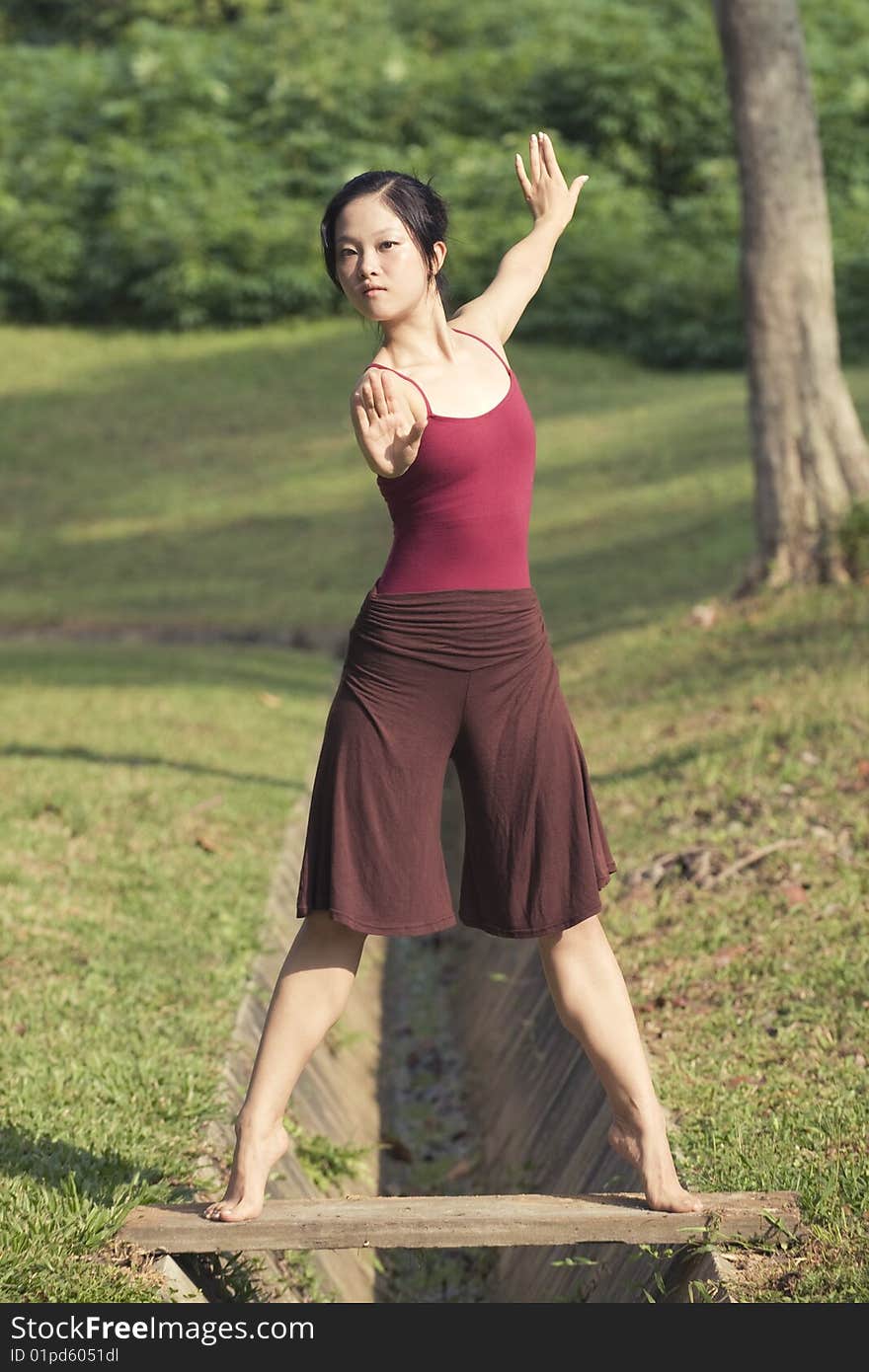 A portrait of asian female ballet dancer outdoor. A portrait of asian female ballet dancer outdoor