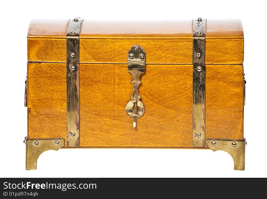 Wooden chest isolated on a white background