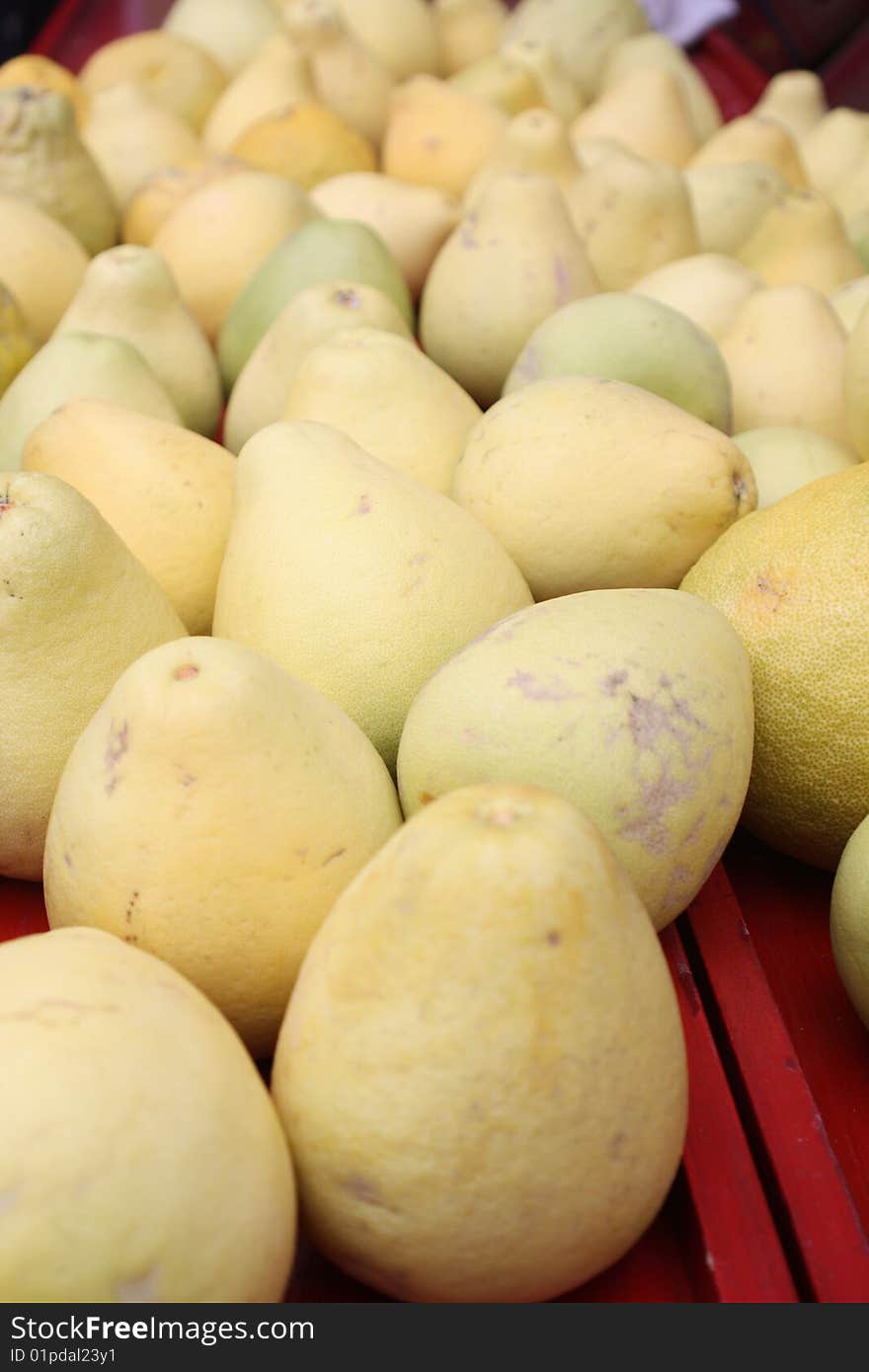 Grapefruits displayed at the Market