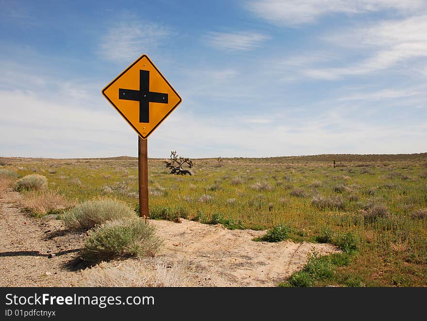 Crossing sign in american desert