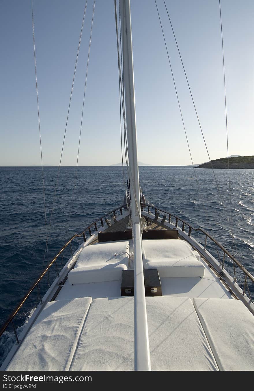 Wooden sail boat on sailing. Wooden sail boat on sailing