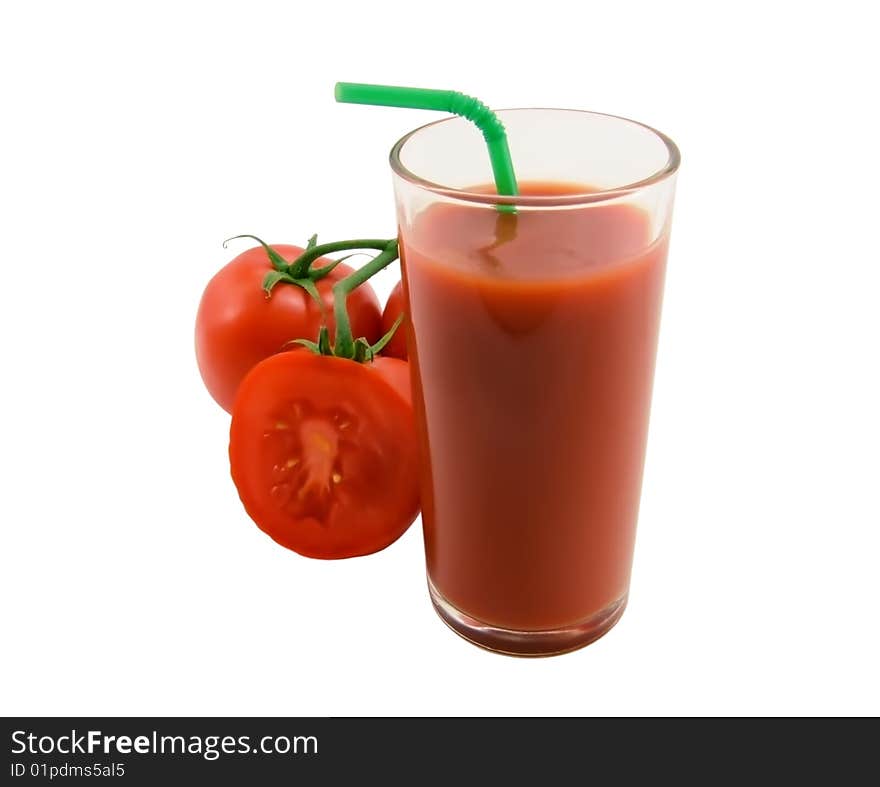 Tomato juice and tomato close-up. Tomato juice and tomato close-up