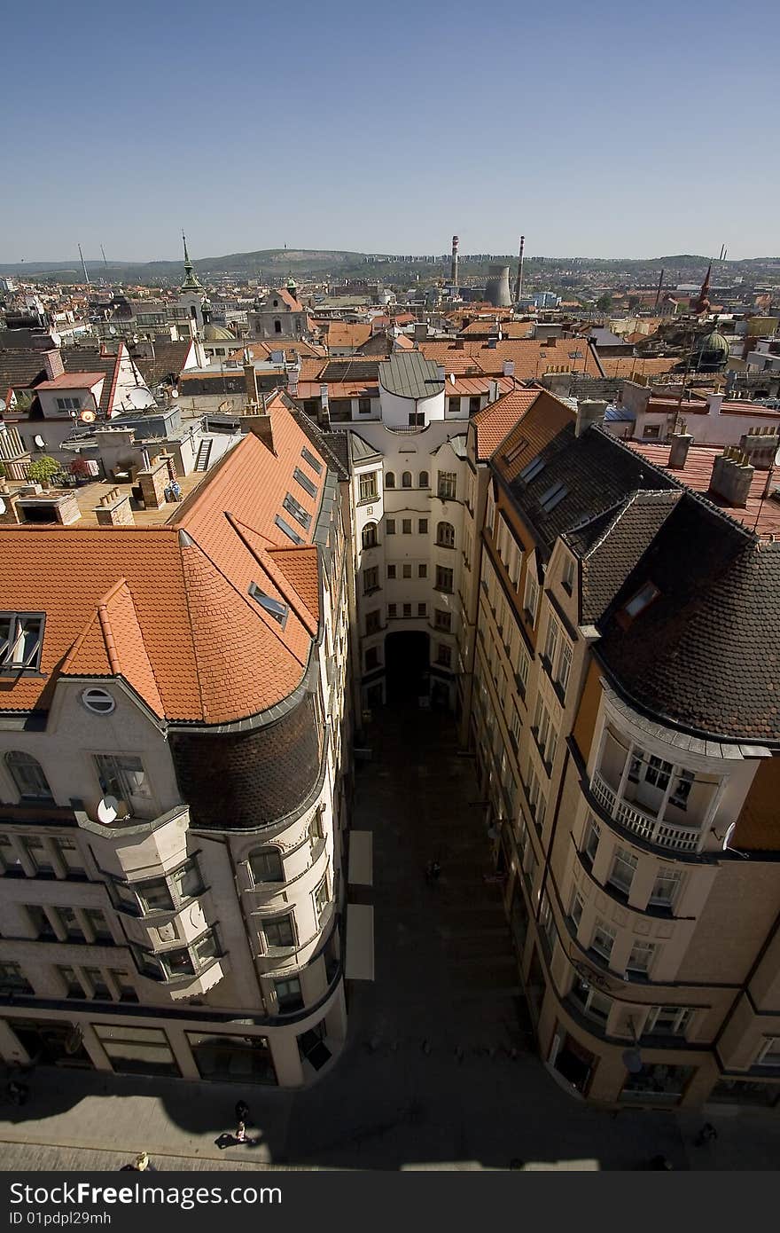 Aerial view of an alley