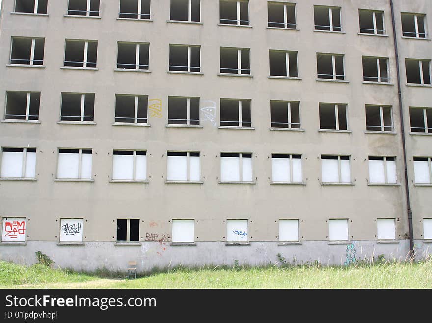 One of the empty buildings of the Prora beach-hotel that was founded in 1935 by Hitler and never was used as such. Germany