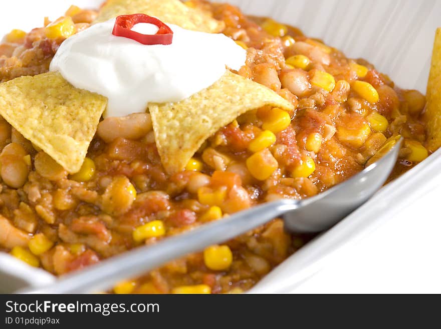 Thick vegetables soup with minced meat. Thick vegetables soup with minced meat