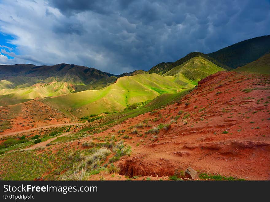 Landscape with clouds and mountains. Landscape with clouds and mountains