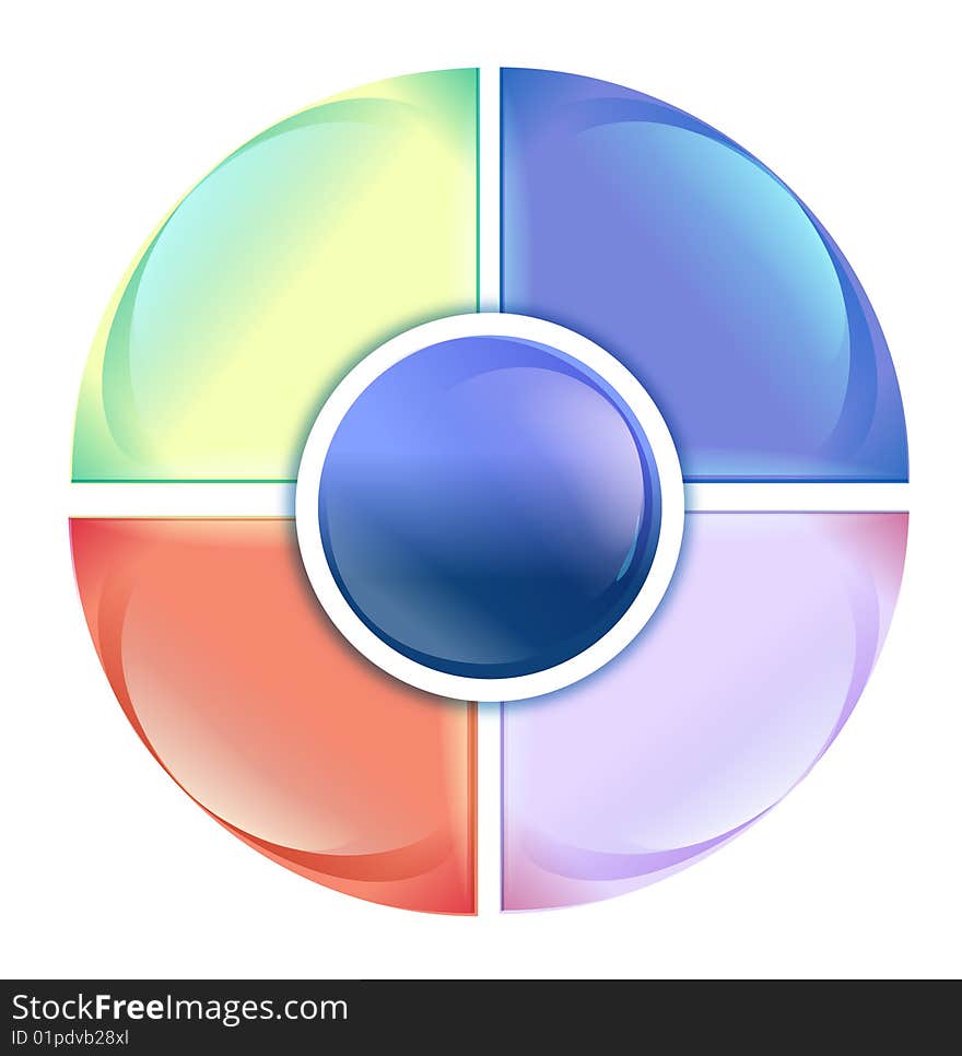 Color button with 4 branch on the white background