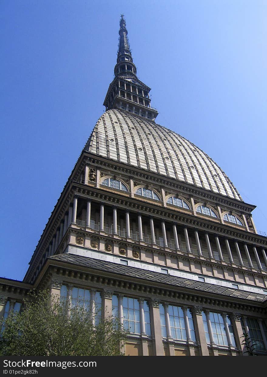 A view of the symbol of Turin, the Mole antonelliana, home of the International Museum of Cinema