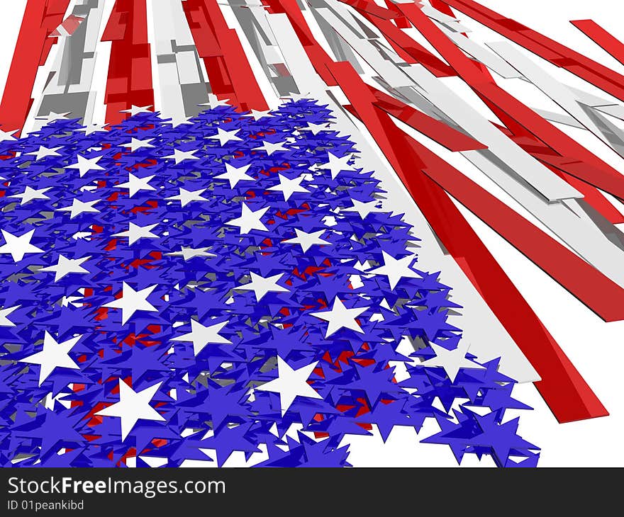 American flag�s picture over white background. American flag�s picture over white background