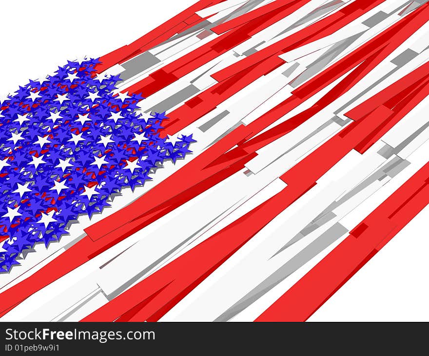 American flag�s picture over white background. American flag�s picture over white background