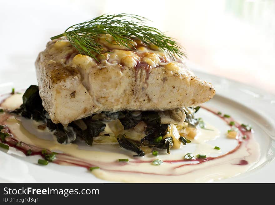 Fish professionally prepared by a chef. Fish professionally prepared by a chef