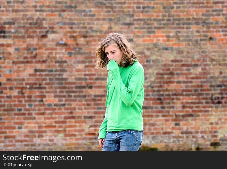 Portrait of teenage girl worrying. Portrait of teenage girl worrying