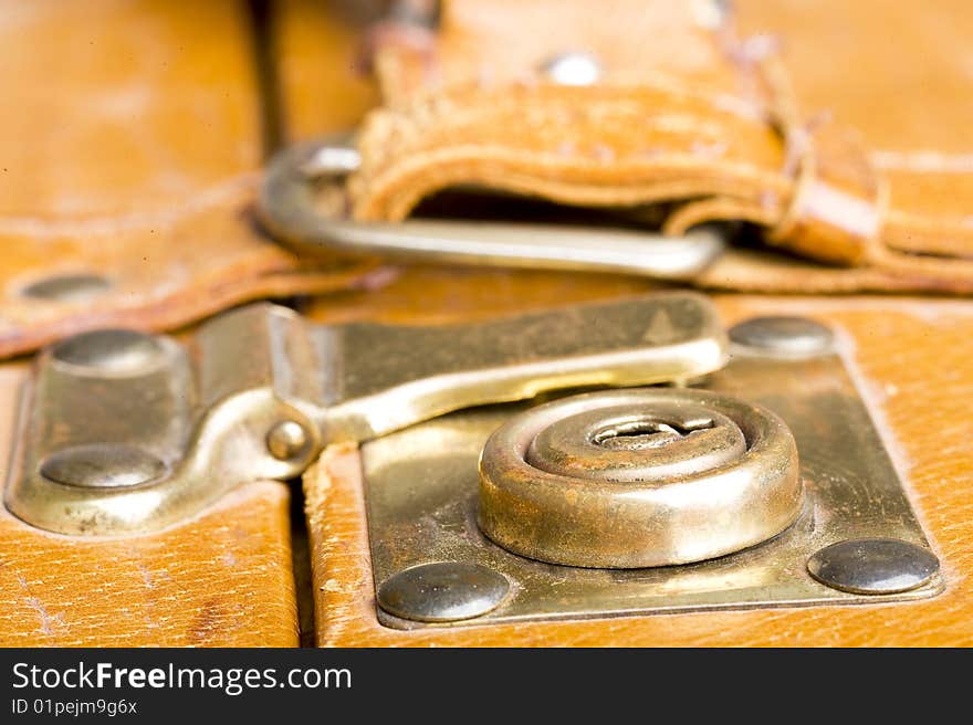 Old leather suitcase,brown suitcase. Old leather suitcase,brown suitcase