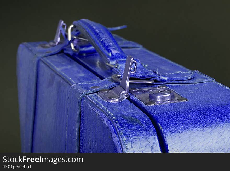 Old leather suitcase, Blue sultcase