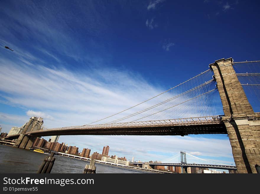 Classical NY - view to Brooklyn bridge and Manhattan from Brooklyn