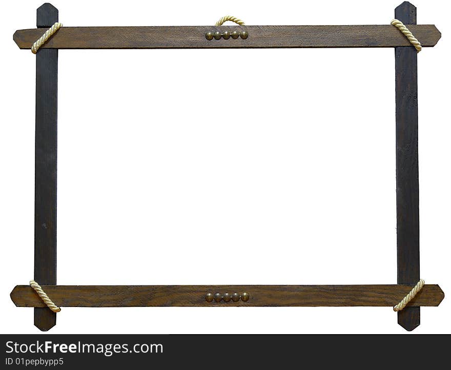 Old wooden frame, isolated against wihite