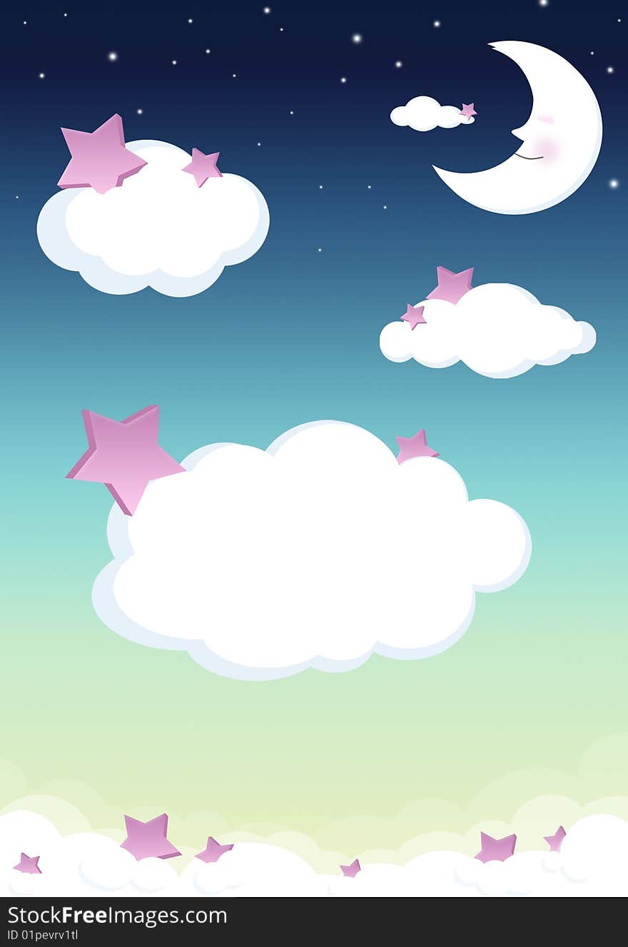 Cute illustration with night sky