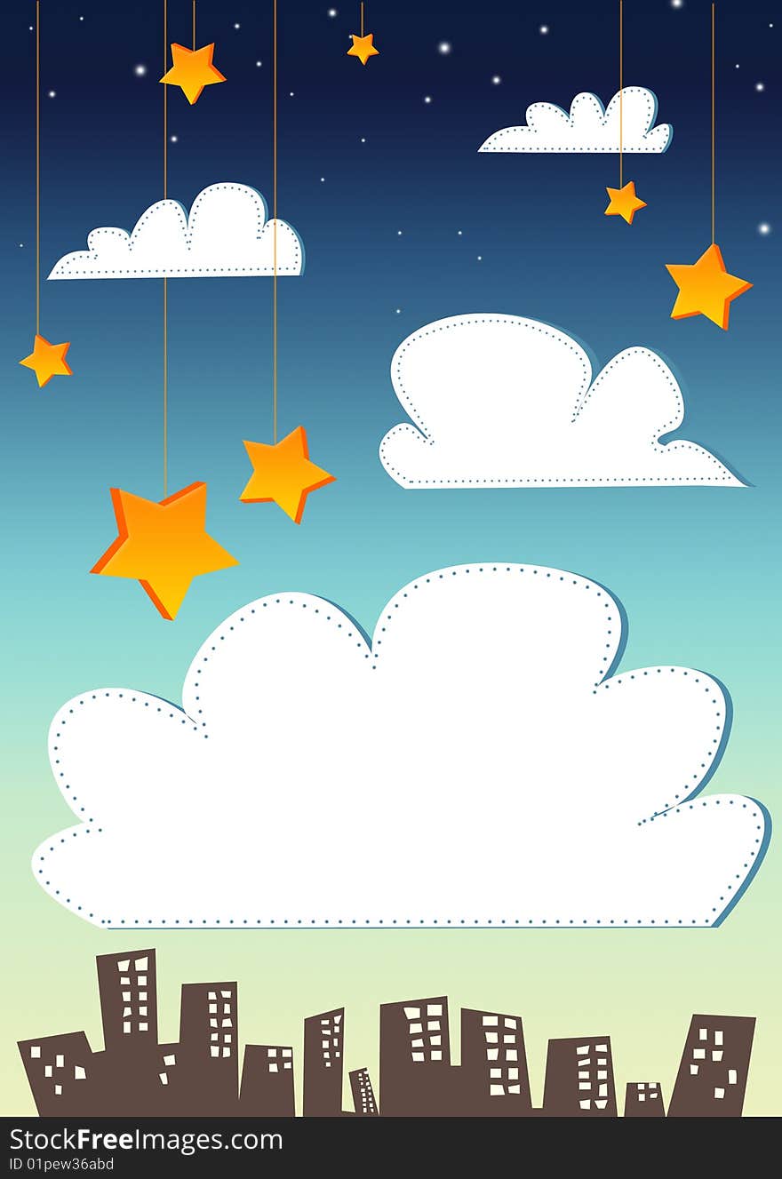 Cute illustration with night sky