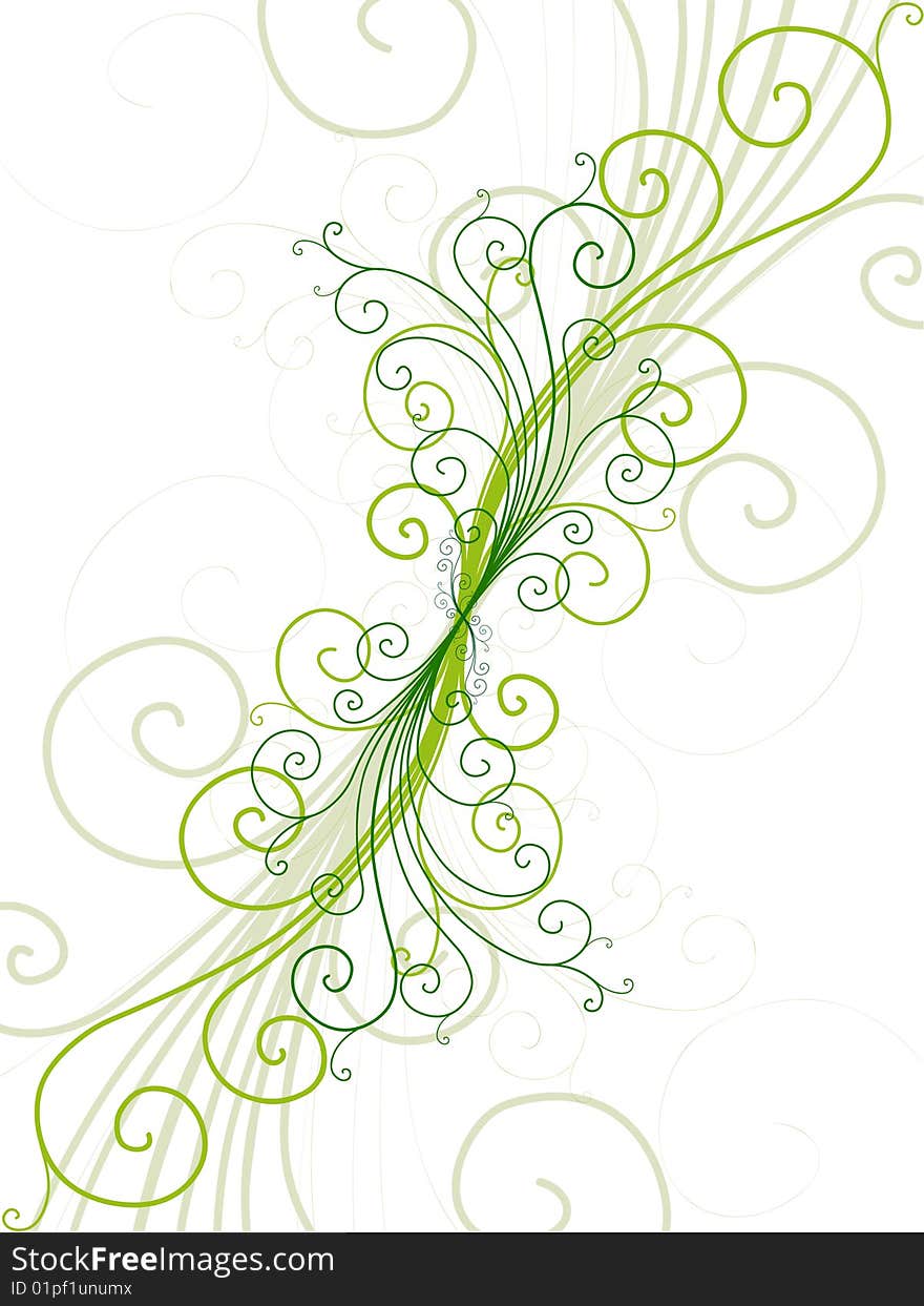 Ornate green floral background design. Ornate green floral background design