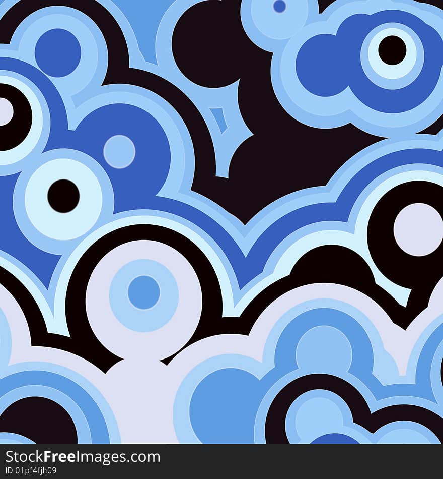 Abstract texture of large blue and black round shapes. Abstract texture of large blue and black round shapes