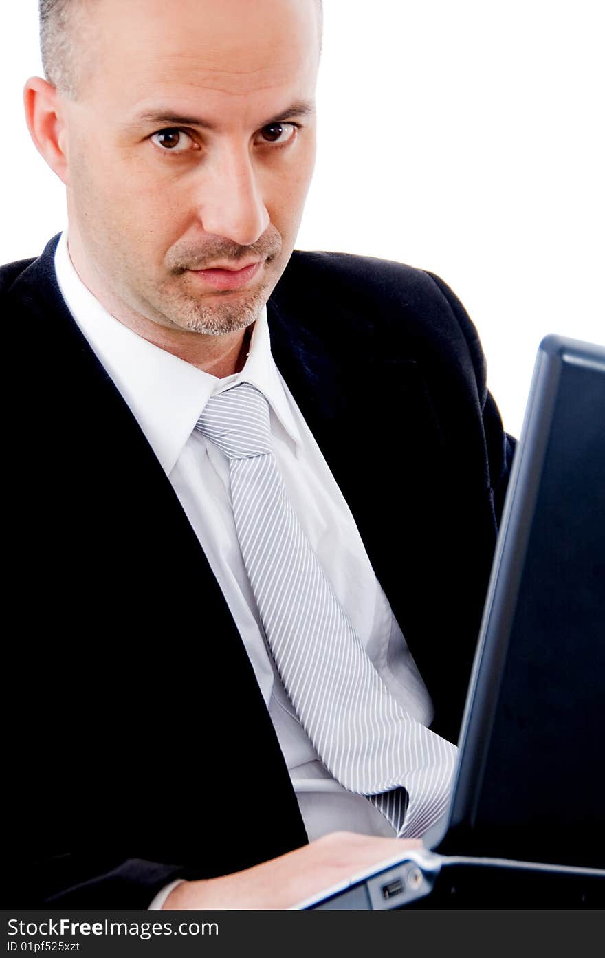 A Happy businessman with laptop