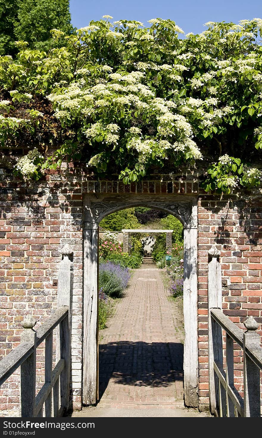 The enterance to the walled garden at Barrington Court Tudor Manor house in Somerset, England. The enterance to the walled garden at Barrington Court Tudor Manor house in Somerset, England