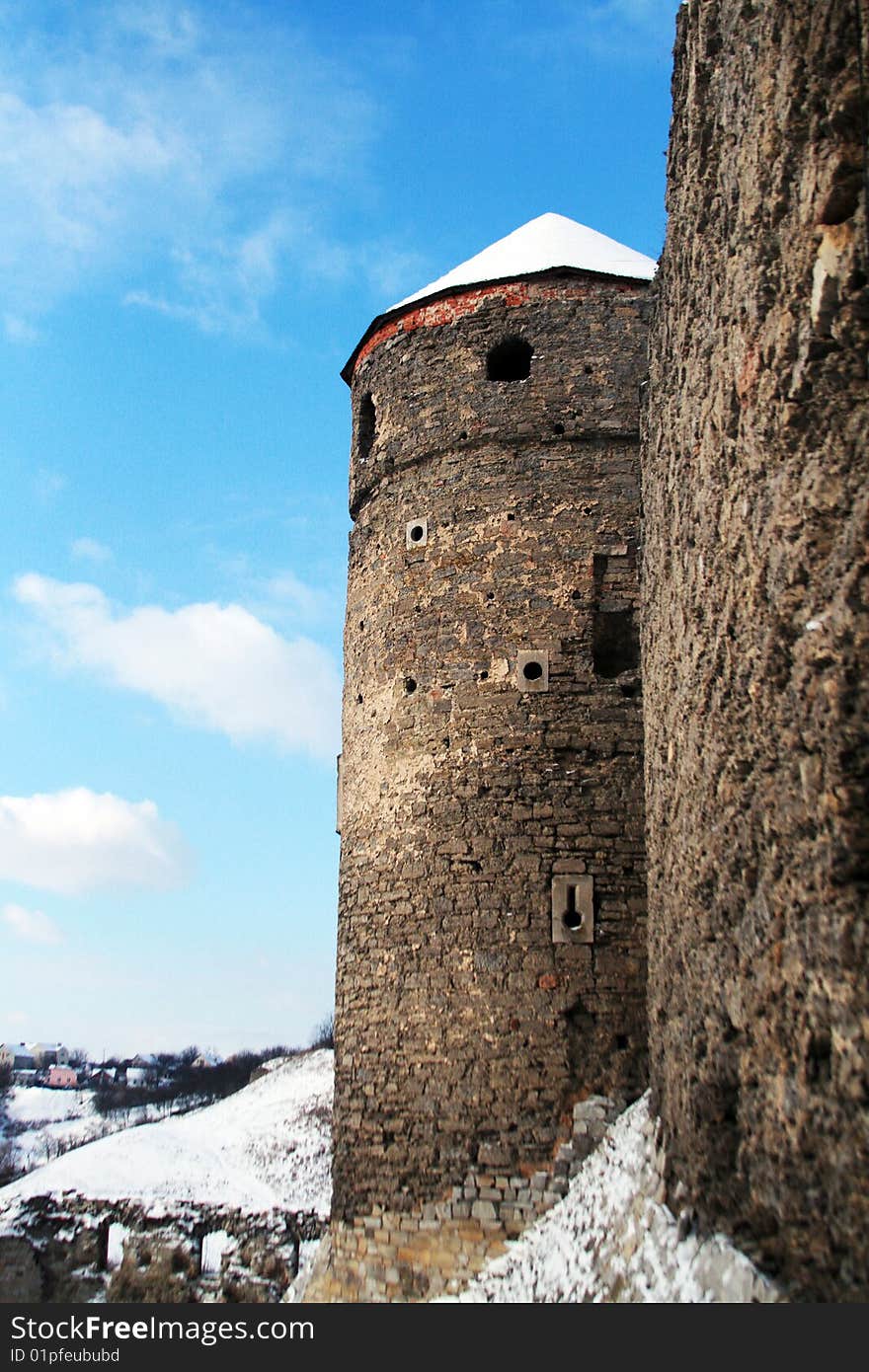 Tower of Hubcap of historical museum is the old castle in Kamenets-podol'skiy