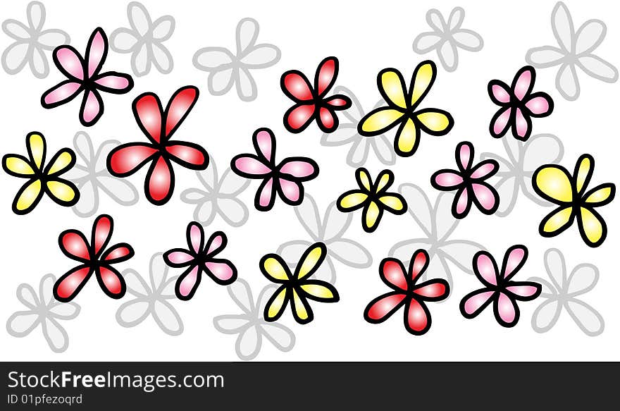 Colorful flowers on white background. Colorful flowers on white background