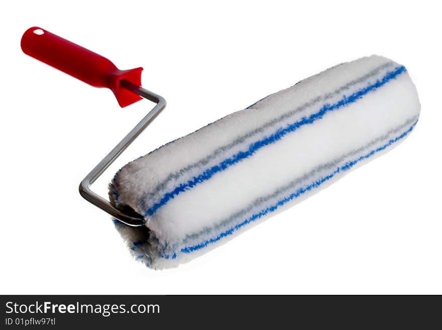 Unused paint roller isolated on a white background without shadow