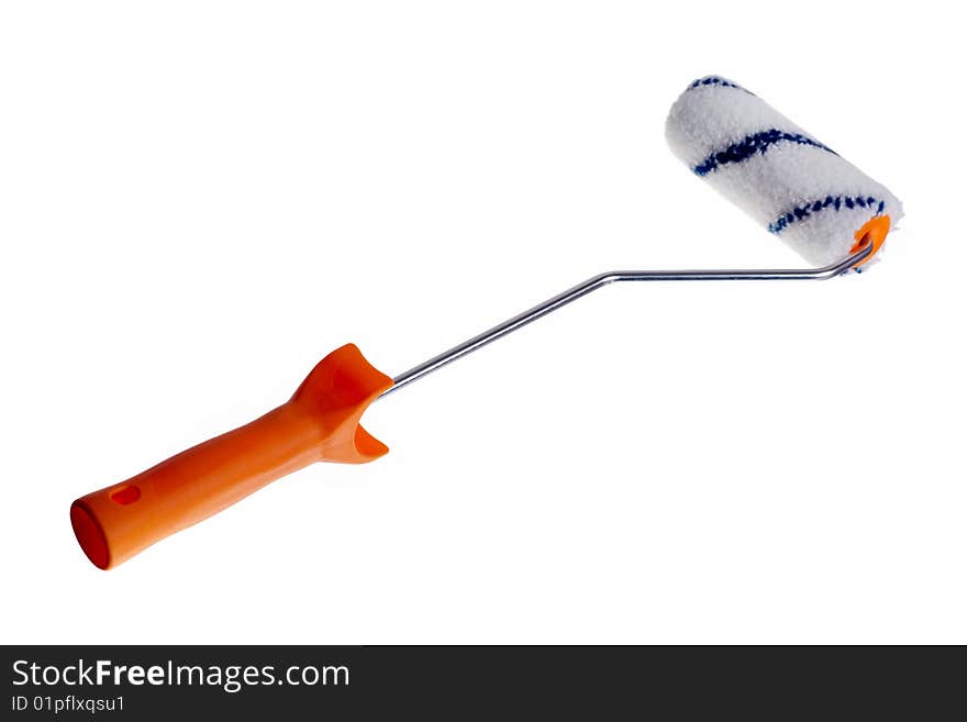 Unused paint roller isolated on a white background without shadow