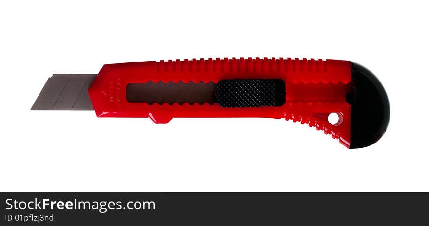 Red knife isolated on white without shadow