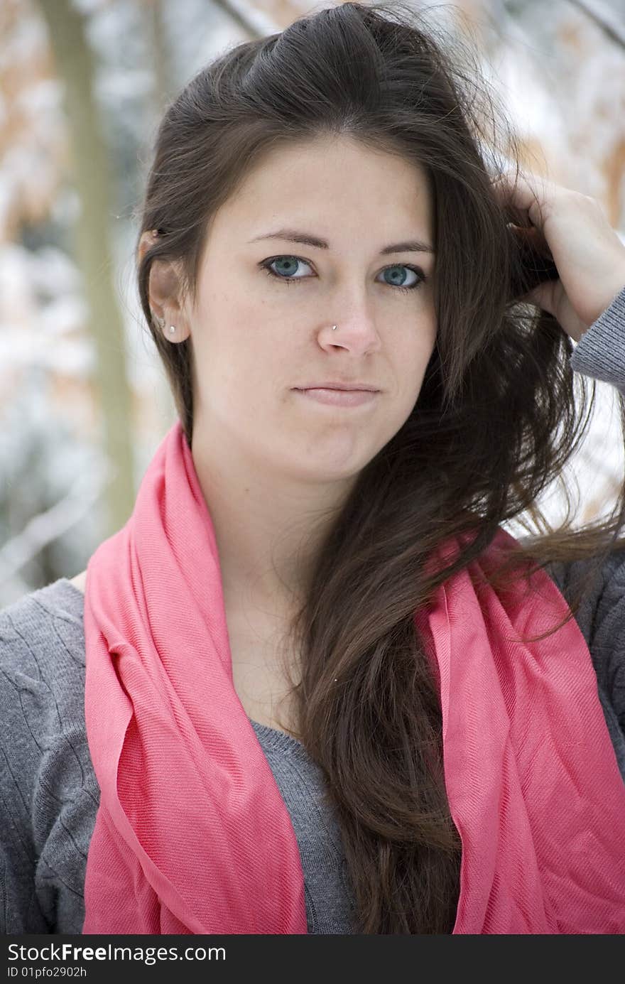 Beautiful woman with scarf